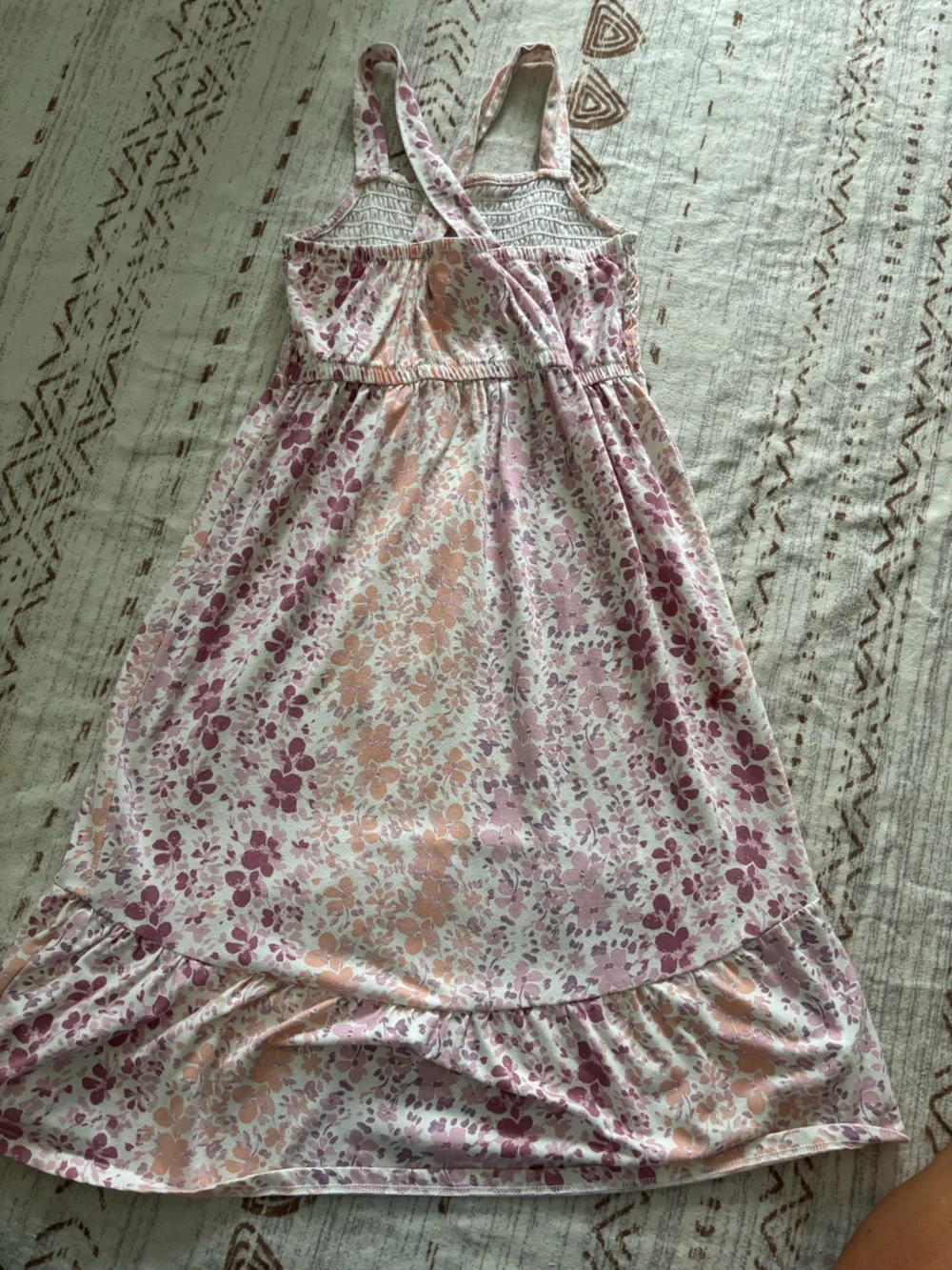 Girls’ OshKosh Pink Floral Smocked Sundress, Spagetti Straps with Twisted Back